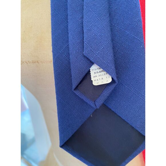 2 VTG Yves Saint Laurent NY Paris Solid Red Blue Slub Fabric Necktie Made in USA - Picture 6 of 13